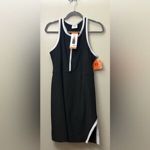 Black and White Sleeveless Active Romper Dress